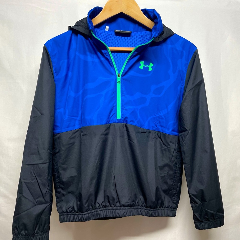 Under Armour Mesh Lined Hooded Pullover BLU/BLK YL